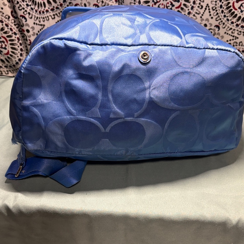 COACH Signature Optic Nylon Drawstring Backpack – Periwinkle Blue (A1360-F77350) - Picture 7 of 14